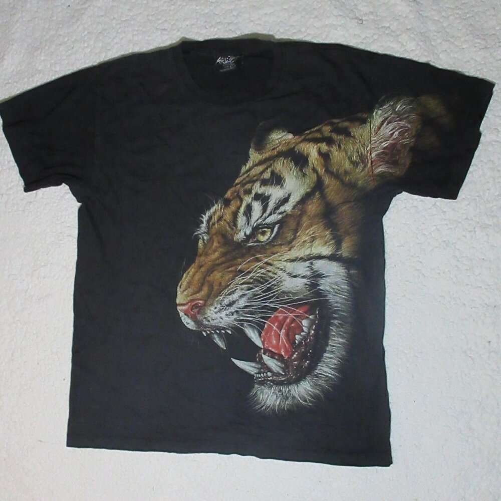 Black T-Shirt Rock Chang Original Lion Roaring Flawed Large
